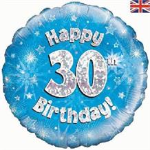 Happy 30th Birthday Blue 18" Foil | Helium Balloon
