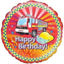 Fire Engine Happy Birthday 18" Foil | Helium Balloon
