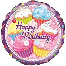 Cupcake Happy Birthday 18" Foil | Helium Balloon