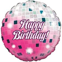 Disco Ball Holographic Happy Birthday 18" Foil | Helium Balloon
