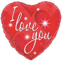 I Love You Sparkle Red Heart 18" Foil | Helium Balloon