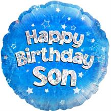Happy Birthday Son Blue Stars 18" Foil | Helium Balloon