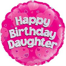 Happy Birthday Daughter Pink Hearts 18" Foil | Helium Balloon