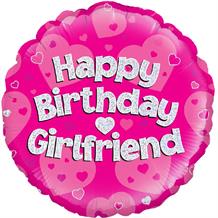 Happy Birthday Girlfriend Pink 18" Foil | Helium Balloon