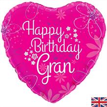 Happy Birthday Gran Pink Heart 18" Foil | Helium Balloon