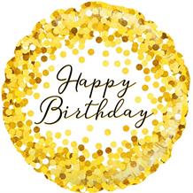 Gold Confetti Happy Birthday 18" Foil | Helium Balloon