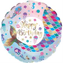 Mermaid Tail Happy Birthday 18" Foil | Helium Balloon