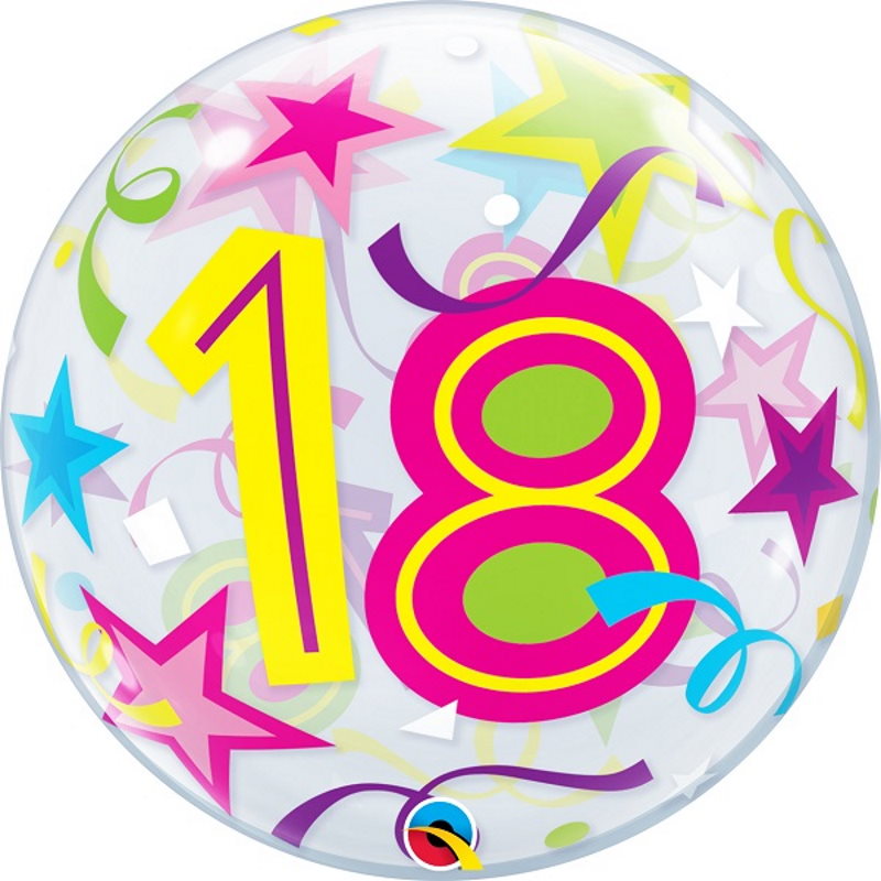 Colourful Stars 18th Birthday 22&#34; Qualatex Bubble Party Balloon