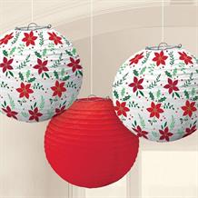 Traditional Christmas Printed Lantern Party Hanging Decorations