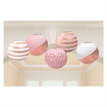 Rose Gold Blush Party Hot Stamped Paper Lantern Decorations