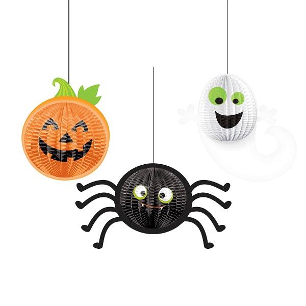 Hanging Halloween Decorations - Pumpkin Spider Ghost | Party Save Smile