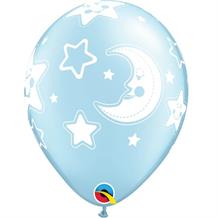 Baby Blue Moon and Stars | Baby Shower 11" Qualatex Latex Party Balloons