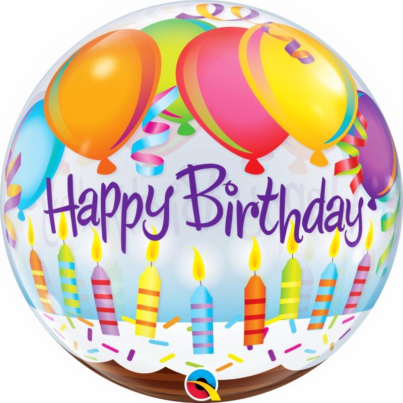 Happy Birthday Balloons & Candles 22" Bubble Balloon Buy