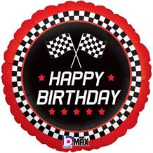 Chequered Flag Racing | Happy Birthday 18" Foil | Helium Balloon