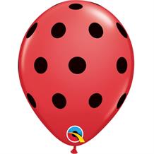 Red and Black Polka Dot | Ladybird 5" Latex Party Balloons