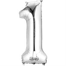 Anagram Silver 35" Number 1 Supershape Foil | Helium Balloon