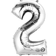 Anagram Silver 35" Number 2 Supershape Foil | Helium Balloon