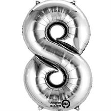 Anagram Silver 35" Number 8 Supershape Foil | Helium Balloon