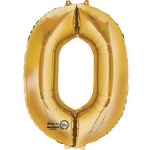 Anagram Gold 35" Number 0 Supershape Foil | Helium Balloon