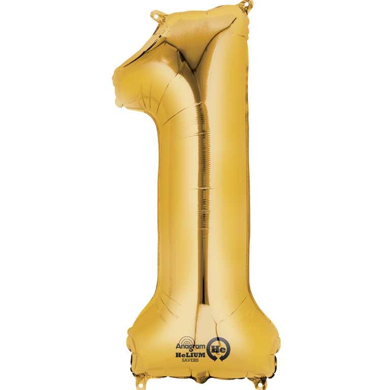 Anagram Gold 35&#34; Number 1 Supershape Foil | Helium Balloon
