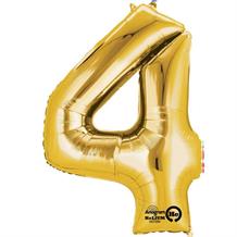 Anagram Gold 35" Number 4 Supershape Foil | Helium Balloon