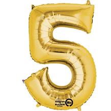 Anagram Gold 35" Number 5 Supershape Foil | Helium Balloon