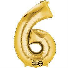 Anagram Gold 35" Number 6 Supershape Foil | Helium Balloon