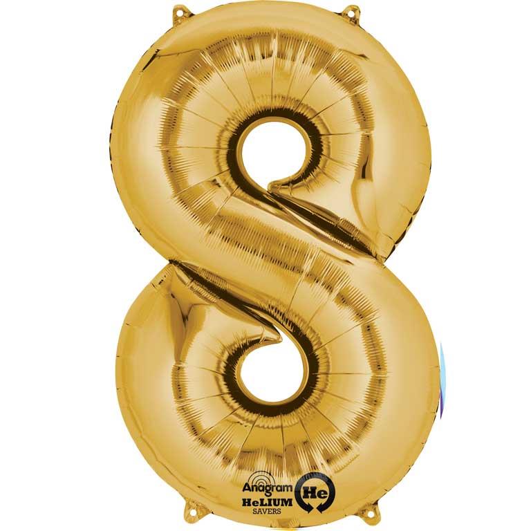 Anagram Gold 35&#34; Number 8 Supershape Foil | Helium Balloon