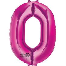 Anagram Pink 35" Number 0 Supershape Foil | Helium Balloon