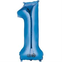 Anagram Blue 35" Number 1 Supershape Foil | Helium Balloon