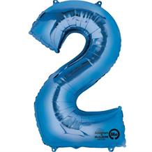 Anagram Blue 35" Number 2 Supershape Foil | Helium Balloon