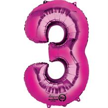 Anagram Pink 35" Number 3 Supershape Foil | Helium Balloon