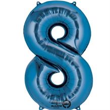 Anagram Blue 35" Number 8 Supershape Foil | Helium Balloon