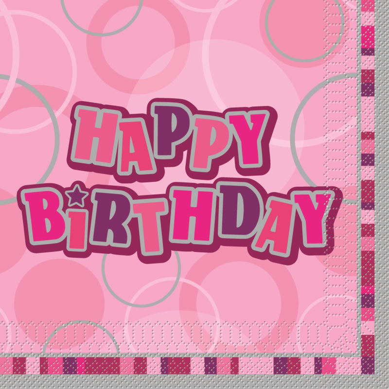 Pink Glitz Happy Birthday Party Napkins