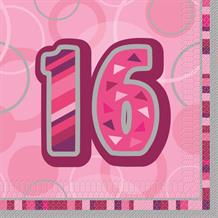 Pink Glitz 16th Birthday Party Napkins - Napkins