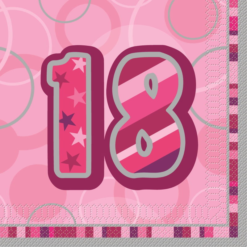 Pink Glitz 18th Birthday Party Napkins - Napkins