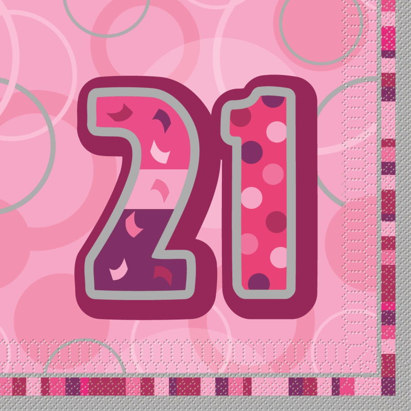 Pink Glitz 21st Birthday Party Napkins - Napkins