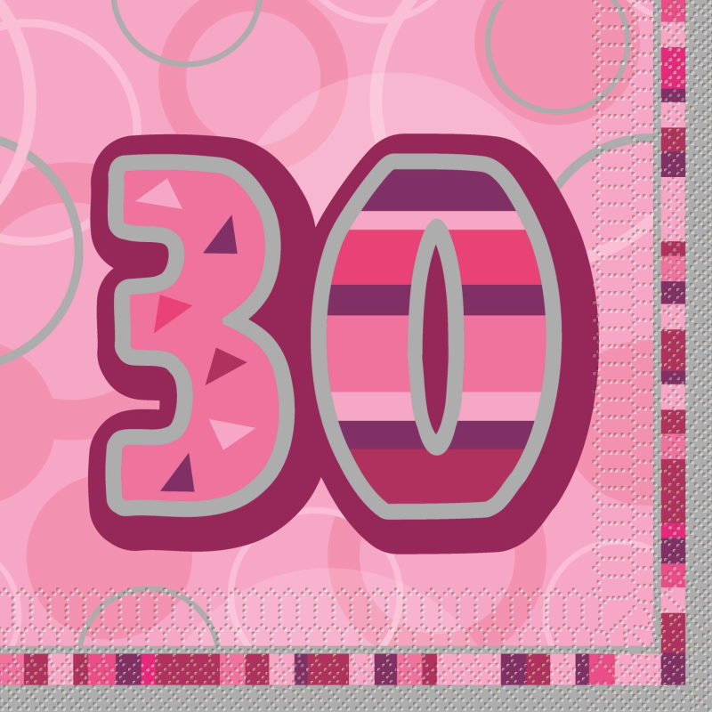 Pink Glitz 30th Birthday Party Napkins - Napkins