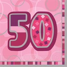 Pink Glitz 50th Birthday Party Napkins - Napkins