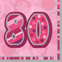 Pink Glitz 80th Birthday Party Napkins - Napkins