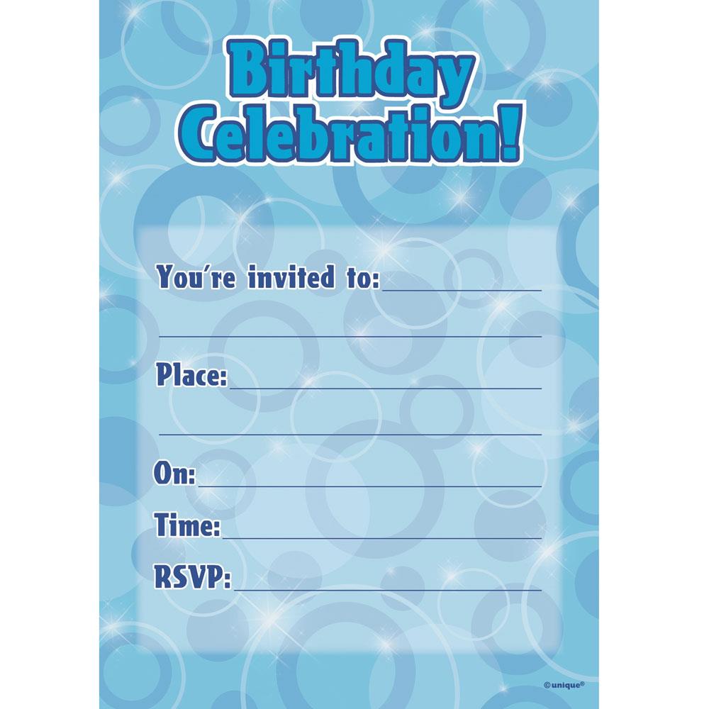 Blue Glitz | Birthday Party Invitations | Invites