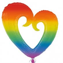 Rainbow Open Heart Shaped Foil | Helium Balloon