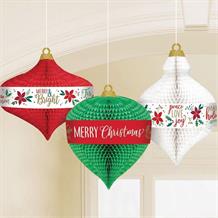 Traditional Christmas Honeycomb Baubles Party Hanging Decorations