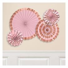 Rose Gold Blush Party Hot Stamped Fan Decorations