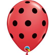 Red and Black Polka Dot | Ladybird 11" Latex Party Balloons