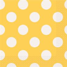 Sunflower Yellow Polka Dot Party Napkins | Serviettes