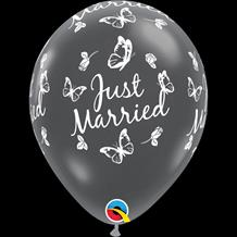 Just Married | Butterflies Diamond Clear 11" Latex Party Balloons