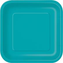 Teal Blue Square Party Cake Plates