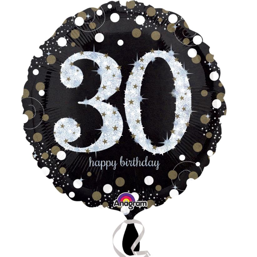Gold Sparkle 30th Birthday Foil Helium Balloon