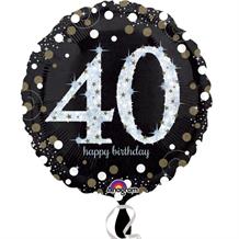 Gold Sparkle 40th Birthday Foil Helium Balloon